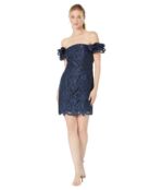 Платье MILLY, Britton Guipure Lace Off-the-Shoulder Dress 9721985 | Navy фото 4