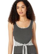 Платье London Times, Scoop Neck Tie Waist Shirttail Stripe Dress 9722498 | Black фото 3