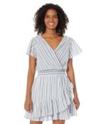 Платье MICHAEL Michael Kors, Short Sleeve Stripe Wrap Dress 9726567 | Dark Chambray фото 1