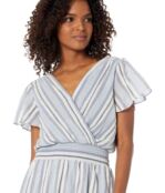 Платье MICHAEL Michael Kors, Short Sleeve Stripe Wrap Dress 9726567 | Dark Chambray фото 3