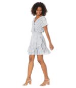 Платье MICHAEL Michael Kors, Short Sleeve Stripe Wrap Dress 9726567 | Dark Chambray фото 4