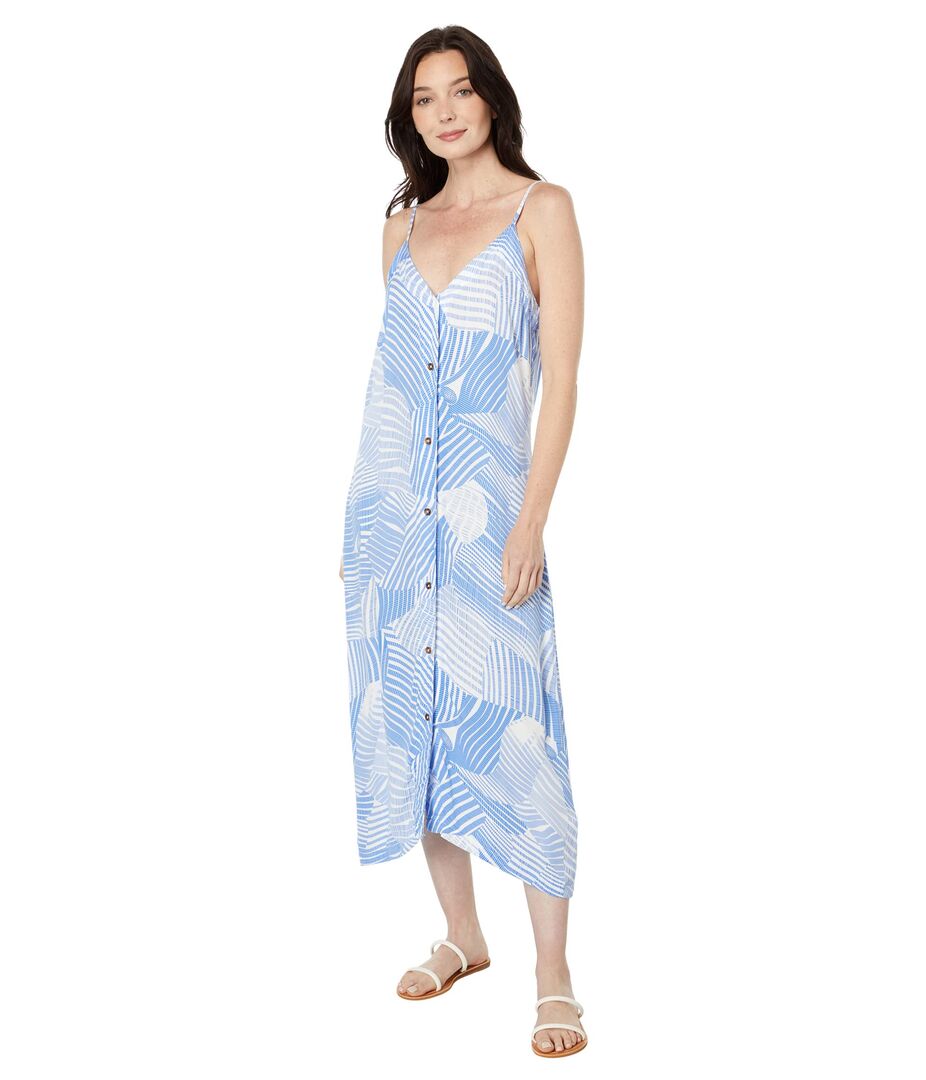 Платье Mod-o-doc, Abstract Print Sleeveless Button-Down Dress 9729627 | Capri Blue фото 1