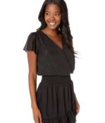 Платье MICHAEL Michael Kors, Crinkle Short Sleeve Wrap Dress 9730568 | Black фото 3