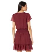 Платье MICHAEL Michael Kors, Crinkle Short Sleeve Wrap Dress 9730568 | Dark Ruby фото 2