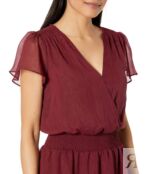 Платье MICHAEL Michael Kors, Crinkle Short Sleeve Wrap Dress 9730568 | Dark Ruby фото 3