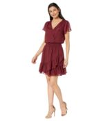 Платье MICHAEL Michael Kors, Crinkle Short Sleeve Wrap Dress 9730568 | Dark Ruby фото 4