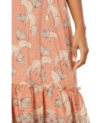 Платье Max Studio, Printed Cotton Flounce Sleeve & Hem V-Neck Dress 9731837 | Coral Medium Pop Floral фото 3