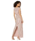 Платье Adrianna Papell, Embroidered Lace Long Pop Over Mob Column Gown