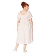 Платье Madewell, Plus Linen-Blend Eyelet-Sleeve Lucie Smocked Midi Dress 9735636 | Wisteria Dove фото 2