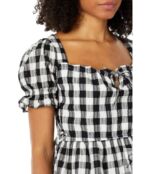 Платье Madewell, Square-Neck Tiered Mini Dress in Gingham Seersucker 9738151 | True Black фото 3