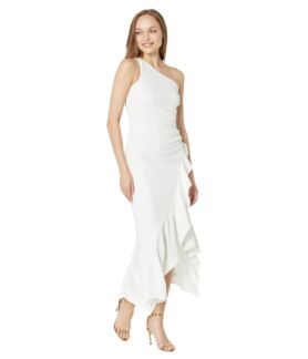 Платье XSCAPE, Midi One Shoulder Scuba Crepe Ruffle