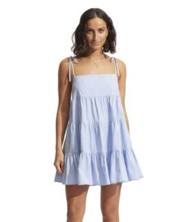 Платье Seafolly, Beach Edit Henley Stripe Mini Dress