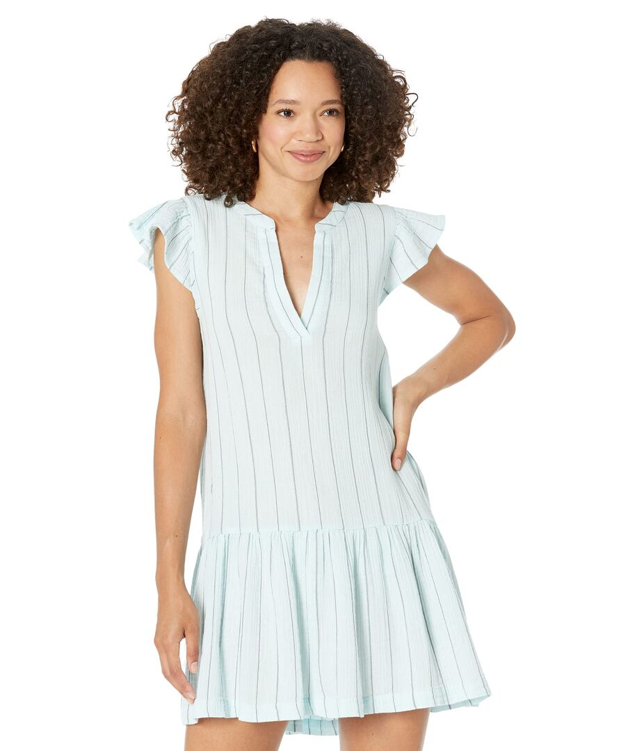 Платье MONROW, Pinstripe Gauze Easy Ruffle Dress 9778283 | Sea Foam фото 1