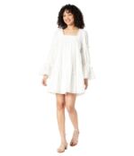 Платье MOON RIVER, Poplin Asymmetrical Tiered Mini Dress 9784422 | White фото 4