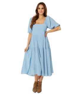 Платье MOON RIVER, Clip Dot Midi Tiered Dress