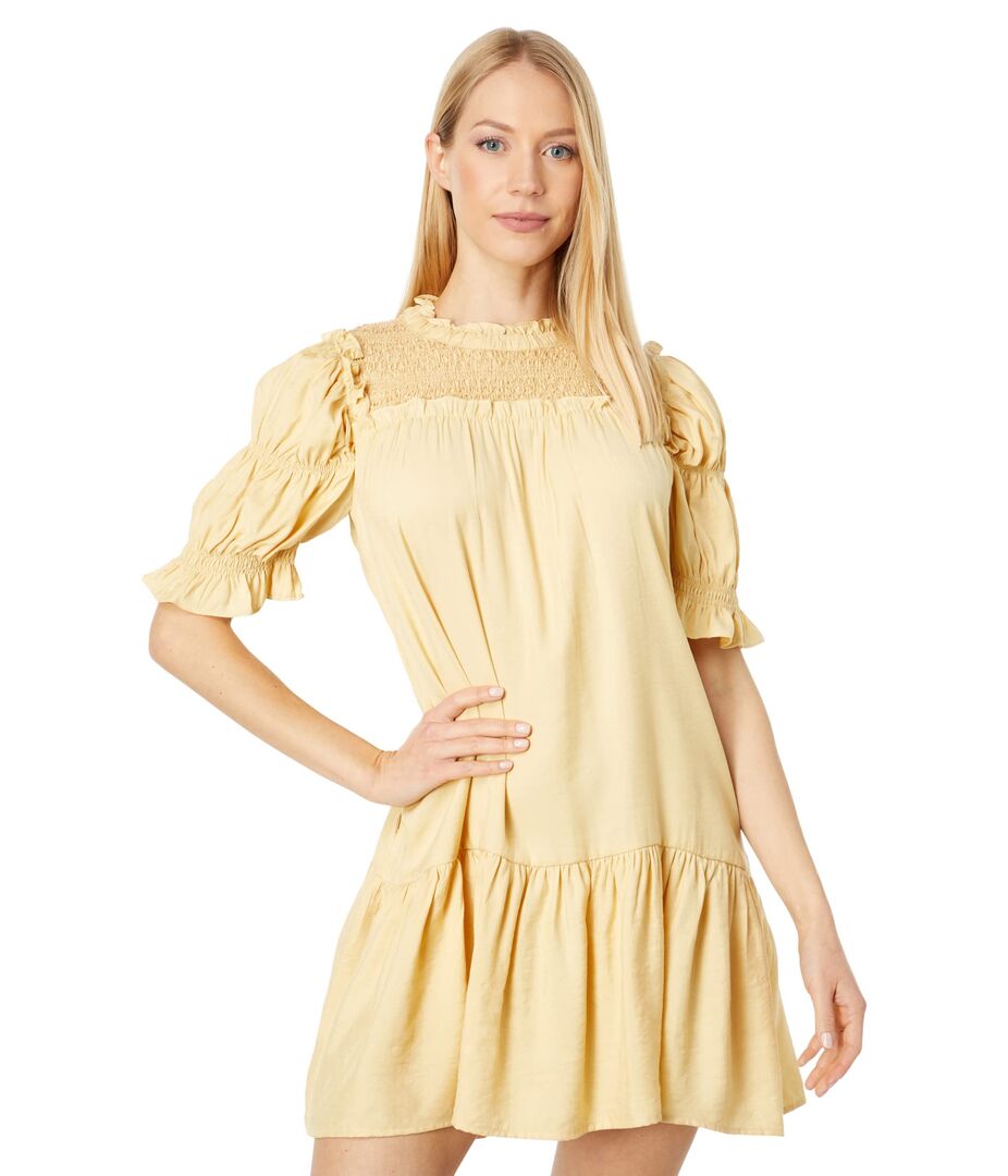 Платье MOON RIVER, Smocked High Neck Short Dress 9784433 | Yellow фото 1