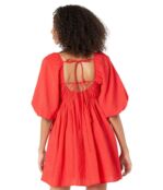 Платье MOON RIVER, Double Back Tied Smocked Mini Dress 9784434 | Red фото 2