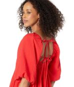 Платье MOON RIVER, Double Back Tied Smocked Mini Dress 9784434 | Red фото 3