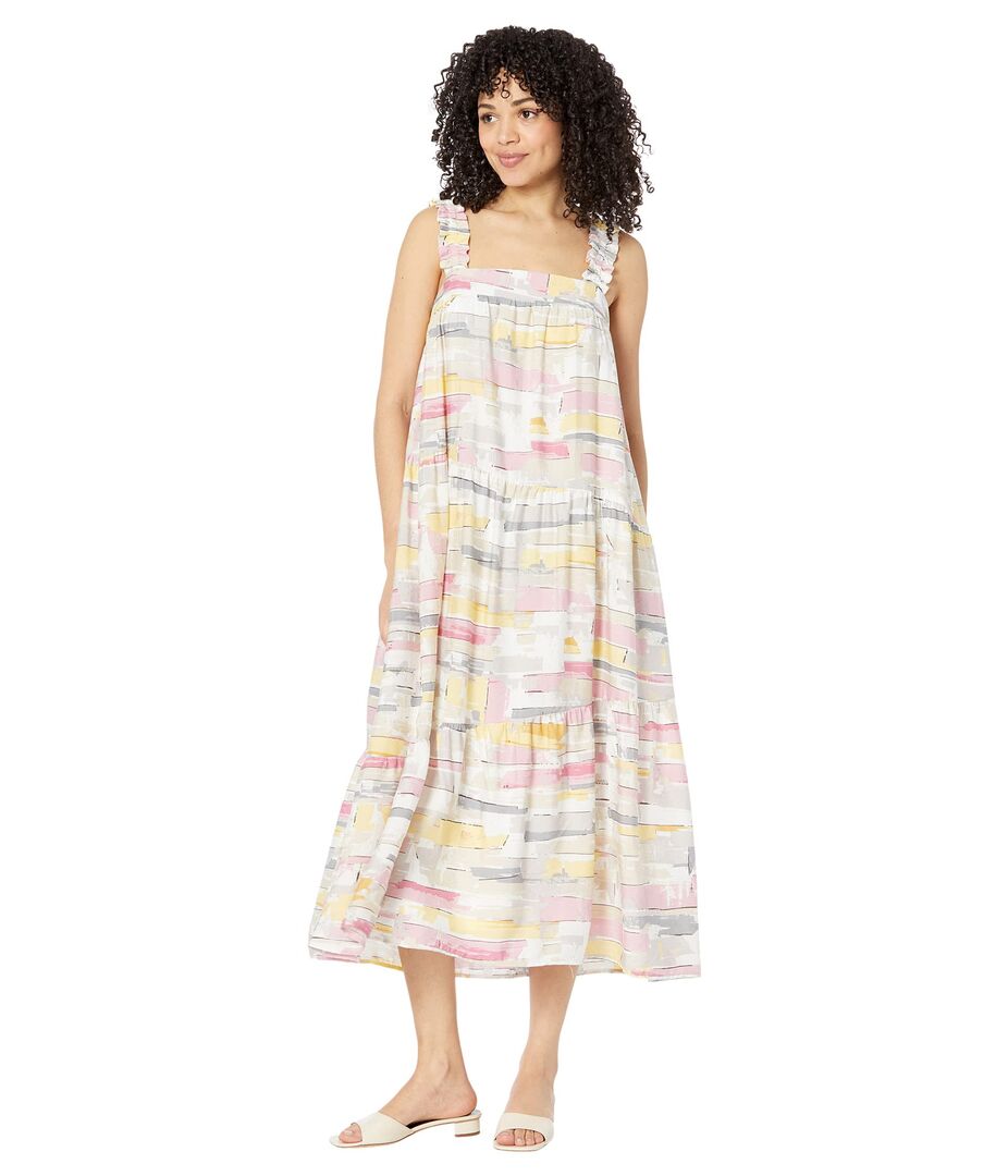 Платье MOON RIVER, Woven Printed Maxi with Asymmetrical Tiers 9784442 | Pink Multi фото 1