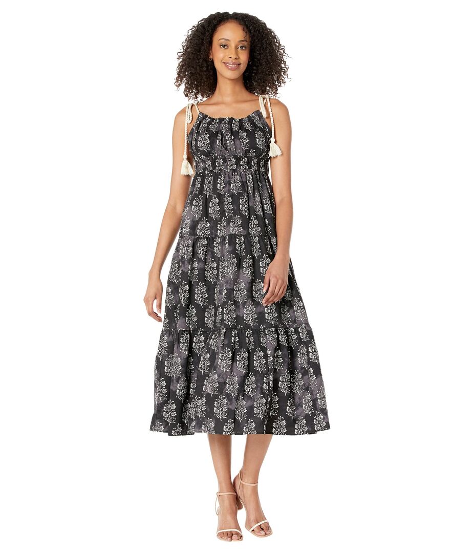 Платье MOON RIVER, Printed Woven Dress with Strap Tie Detail 9784449 | Black Multi фото 1