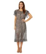 Платье Bobeau, Ruffle Sleeve Midi Dress 9784793 | Taupe/Black фото 1