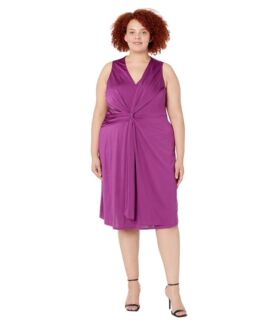 Платье London Times, Plus Size V-Neck Sleeveless Draped Midi Dress