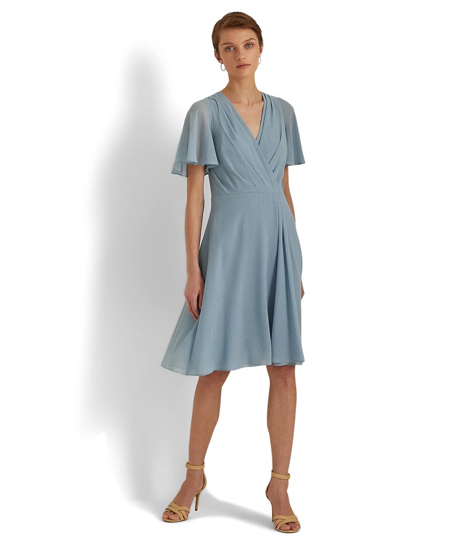 Платье LAUREN Ralph Lauren, Flutter-Sleeve Georgette Dress 9793664 | Ashley Blue фото 1