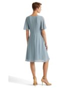 Платье LAUREN Ralph Lauren, Flutter-Sleeve Georgette Dress 9793664 | Ashley Blue фото 2