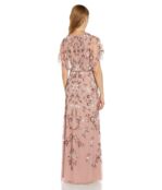 Платье Adrianna Papell, Beaded Flutter Sleeve Gown