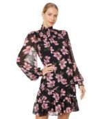 Платье CeCe, Tiered Long Sleeve Printed Dress 9802834 | Rich Black фото 1