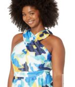 Платье Maggy London, Plus Size Ribbon Stripe Maxi Dress 9803064 | Soft White/Royal Blue фото 3