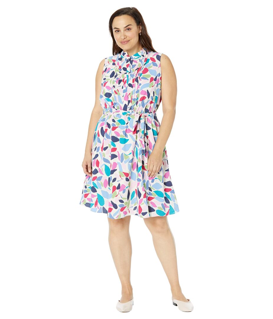 Платье Maggy London, Plus Size Fit-and-Flare Shirtdress 9803080 | Ivory/Multi фото 1