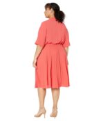 Платье Maggy London, Plus Size Pleated Skirt Shirtdress 9803069 | Cayenne Coral фото 2