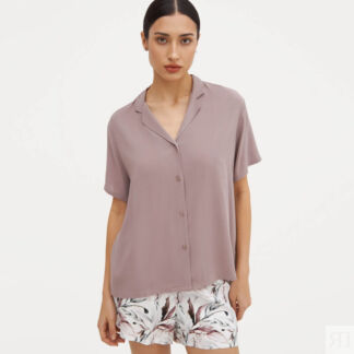 Рубашка женская, домашняя р. L, с коротким рукавом, вискоза, пыльно-розовая