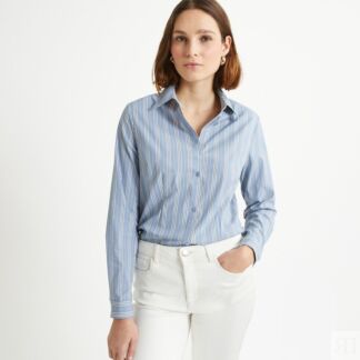 Блузка в полоску с длинными рукавами  50 (FR) - 56 (RUS) синий