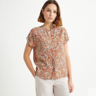Блузка с круглым вырезом цветочным принтом короткими рукавами  52 (FR) - 58