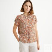 Блузка с круглым вырезом цветочным принтом короткими рукавами  38 (FR) - 44