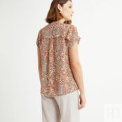 Блузка с круглым вырезом цветочным принтом короткими рукавами  38 (FR) - 44