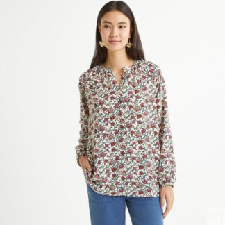Блузка с круглым вырезом цветочным принтом и длинными рукавами  40 (FR) - 4