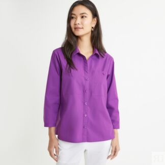Блузка 100 хлопок с рукавами 34  50 (FR) - 56 (RUS) фиолетовый
