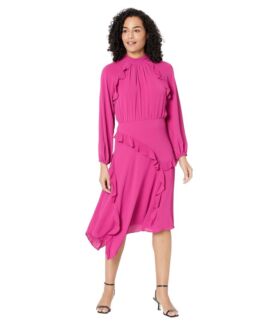 Платье Donna Morgan, Midi Dress with Long Sleeve and Ruffle Detail