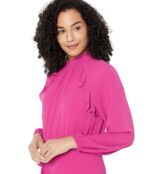 Платье Donna Morgan, Midi Dress with Long Sleeve and Ruffle Detail 9805075 | Fuchsia фото 3