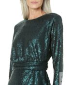 Платье Donna Morgan, Long Sleeve Dolman Sleeve with Wrap Miniskirt 9805077 | Bottle Green фото 3