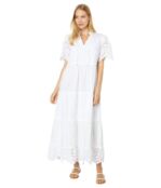 Платье H Halston, Short Sleeve Mix Media Maxi Dress 9805919 | White фото 1