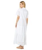 Платье H Halston, Short Sleeve Mix Media Maxi Dress 9805919 | White фото 2