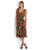 Платье LAUREN Ralph Lauren, Petite Floral Crinkle Georgette Dress 9806962 | Black Multi фото 1