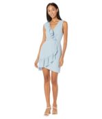 Платье BCBGMAXAZRIA, Satin Back Crepe Ruffle Dress 9807224 | Dusty Blue фото 4