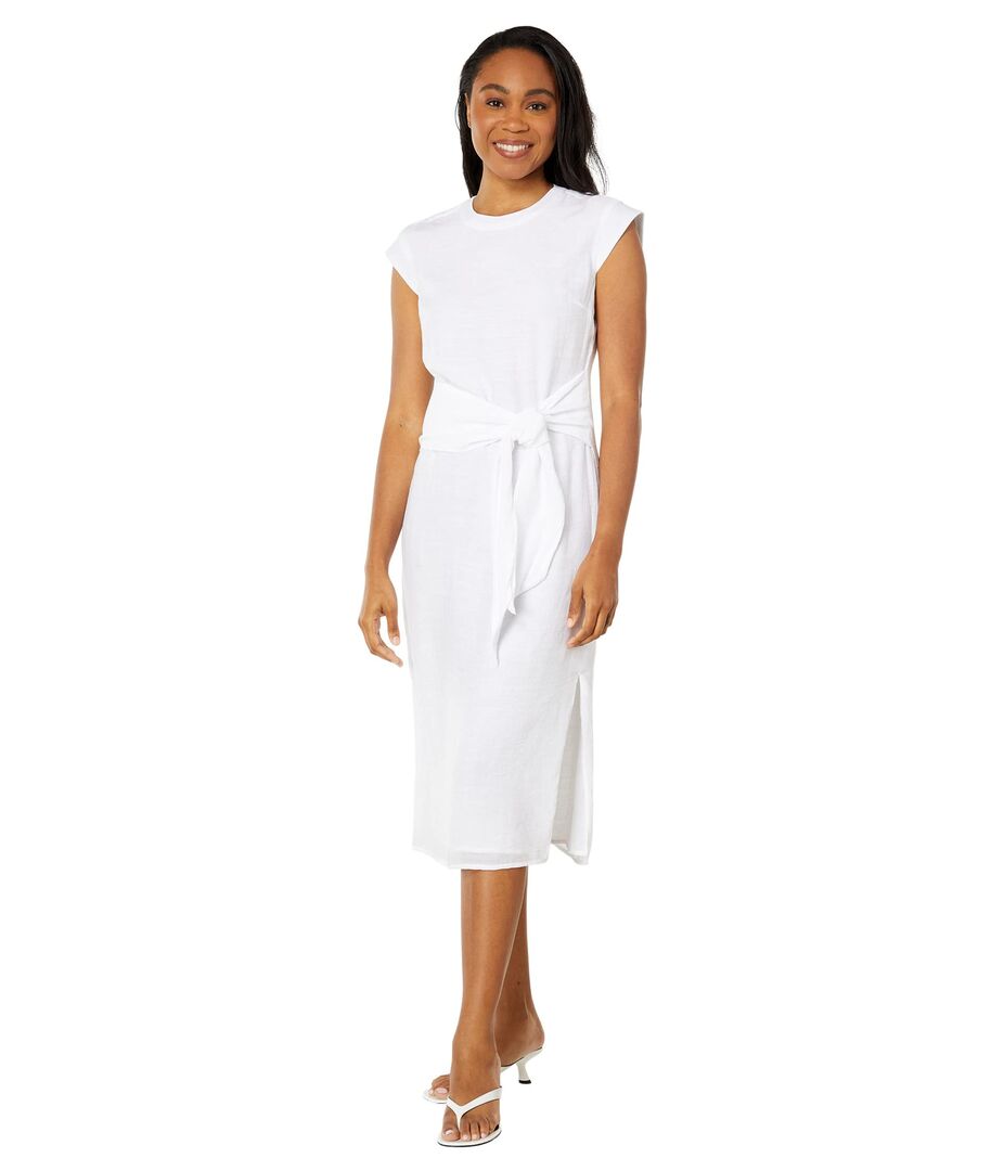 Платье 1.STATE, Drop Shoulder Tie Front Midi Dress 9809902 | Ultra White фото 1