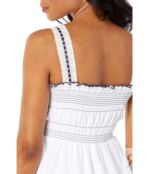 Платье 1.STATE, Topstiched Smocked Bodice Maxi Dress 9810111 | Ultra White фото 3