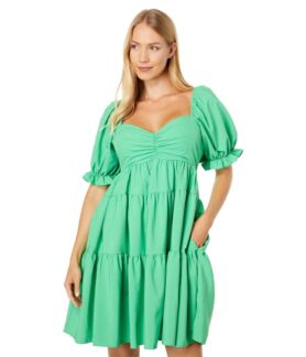 Платье English Factory, Classic Sweetheart Tiered Mini with Puff Sleeves